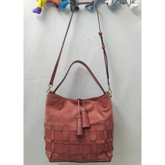 Michael Kors Vivian Cinnamon Red Suede Leather Tassel Hobo Shoulder Bag - $398 - Picture 1 of 16